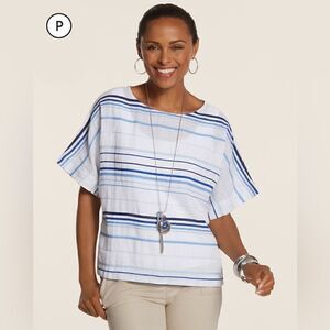 Chico’s Summer Stripe Cana II Top Size 0=Small